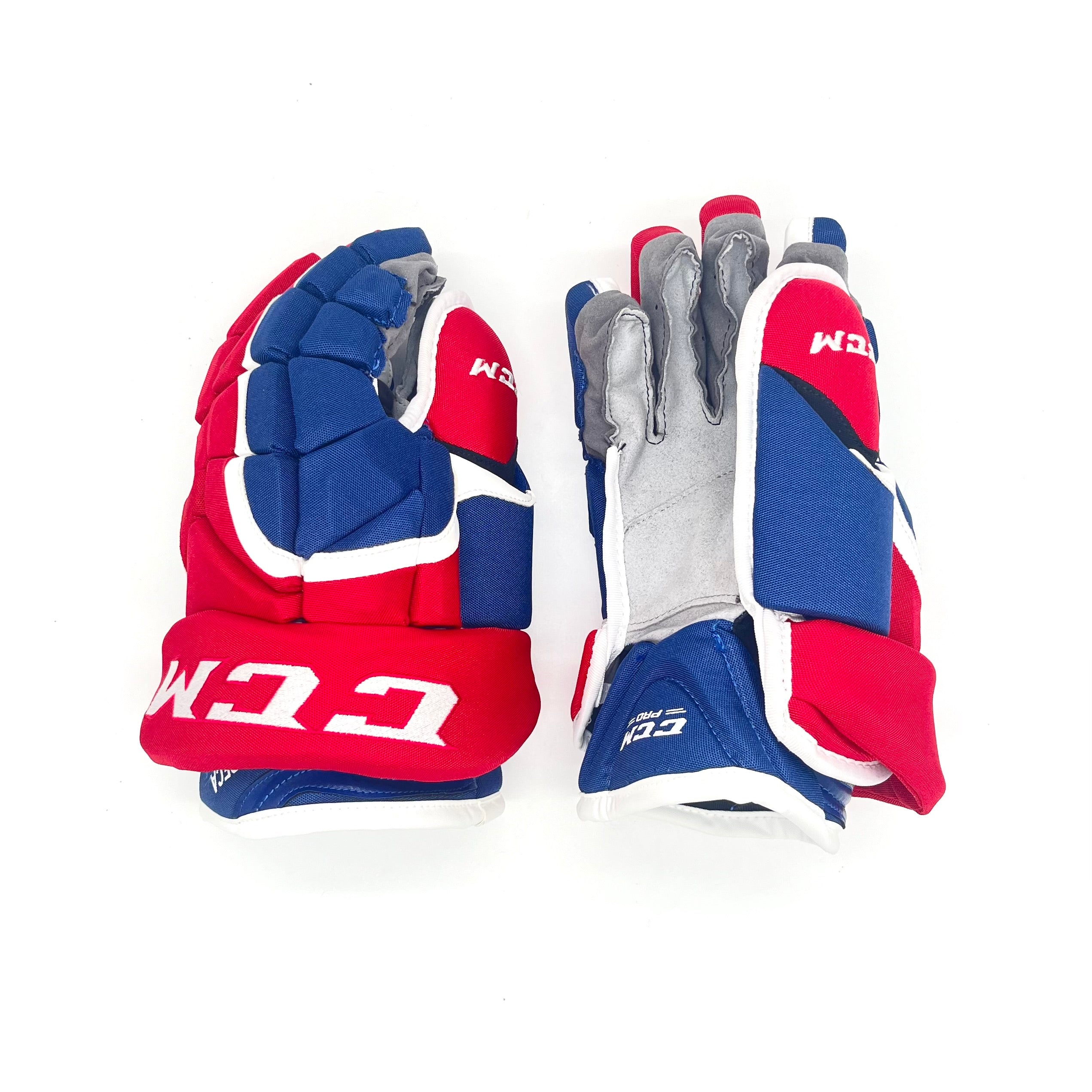 CCM HG12 - NHL Pro Stock Hockey Glove - Matthew Peca (Blue/Red/White)